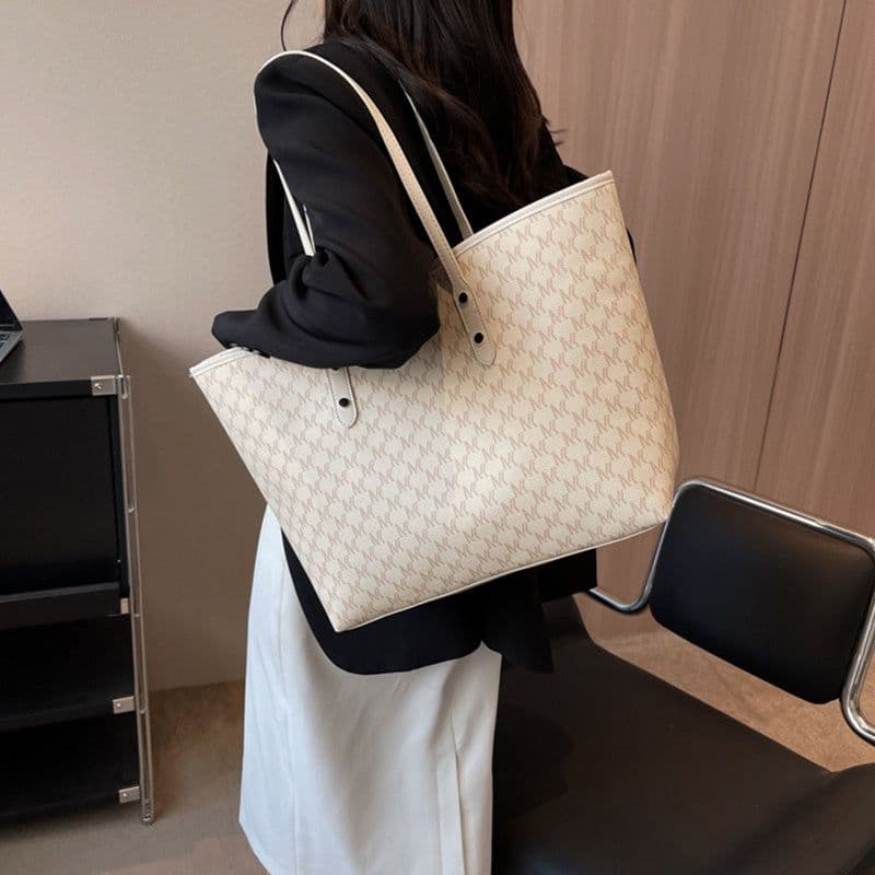 image-Simple Casual Commuting Tote Bag Fashion High Capacity Shoulder Bag Handbag