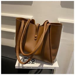 image-Casual Large Capacity Tote Bags For Women Fashion Solid Color Shopping Shoulder Bag With Wallet Ladies Handbag