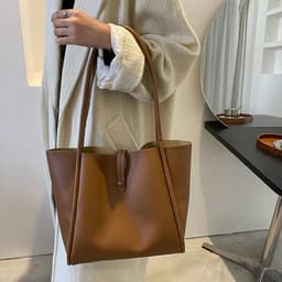 image-Casual Large Capacity Tote Bags For Women Fashion Solid Color Shopping Shoulder Bag With Wallet Ladies Handbag