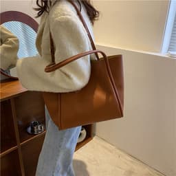 image-Casual Large Capacity Tote Bags For Women Fashion Solid Color Shopping Shoulder Bag With Wallet Ladies Handbag