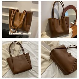 image-Casual Large Capacity Tote Bags For Women Fashion Solid Color Shopping Shoulder Bag With Wallet Ladies Handbag