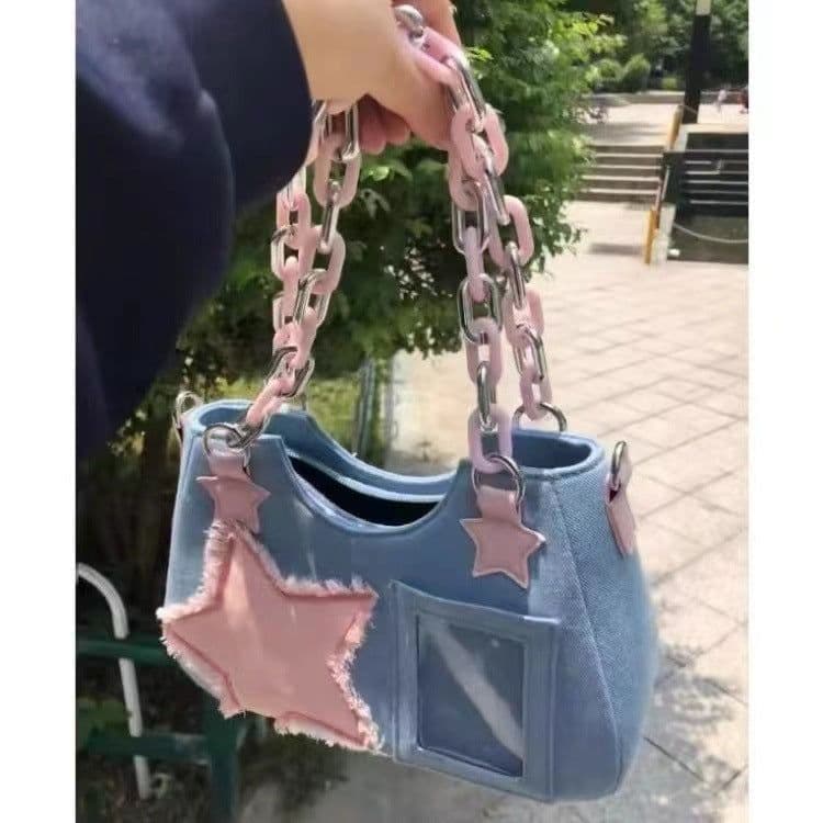 image-Sweet Denim XINGX One-shoulder Japanese Portable Messenger Bag