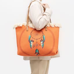 image-Bohemian Ethnic Style Canvas Bag Commuter Shoulder Bag Niche Design Large Capacity Shopping Bag Women Handbags
