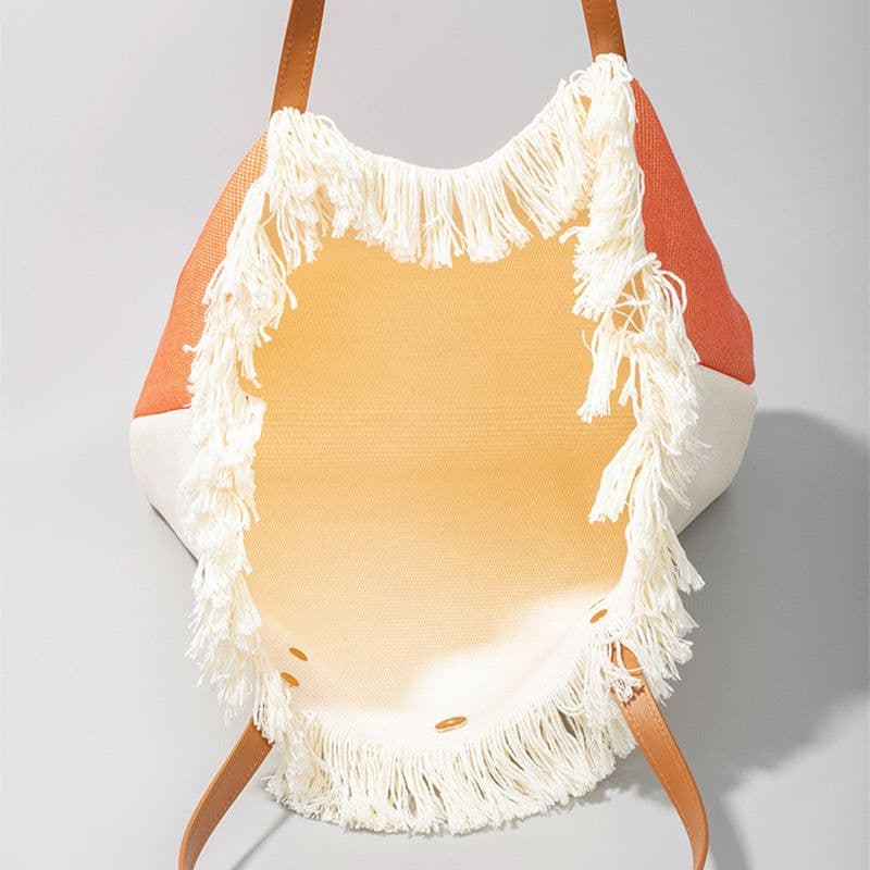 image-Bohemian Ethnic Style Canvas Bag Commuter Shoulder Bag Niche Design Large Capacity Shopping Bag Women Handbags