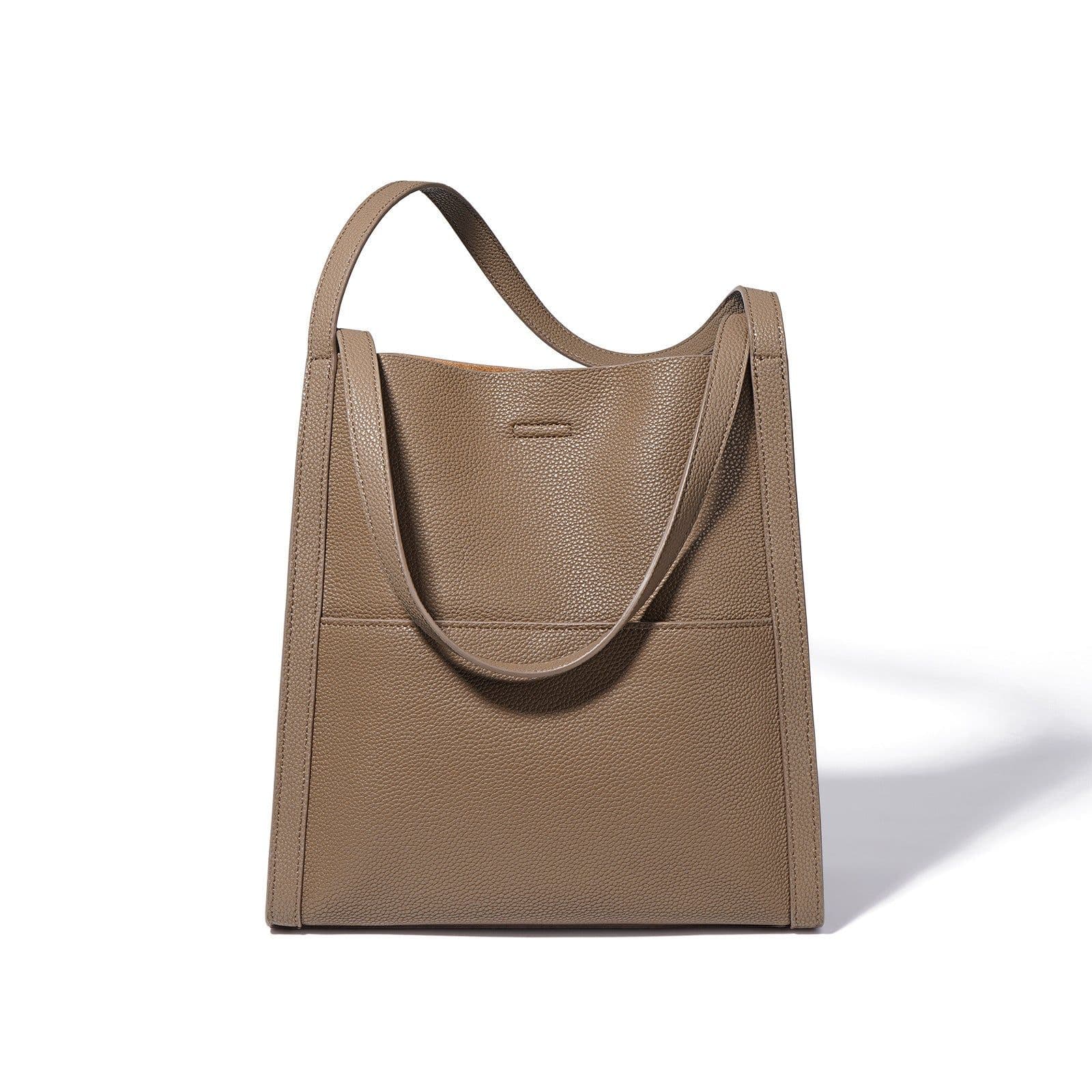 image-Sentong Qin Bucket First Layer Cowhide Tote Women's Large Capacity Shoulder Bag