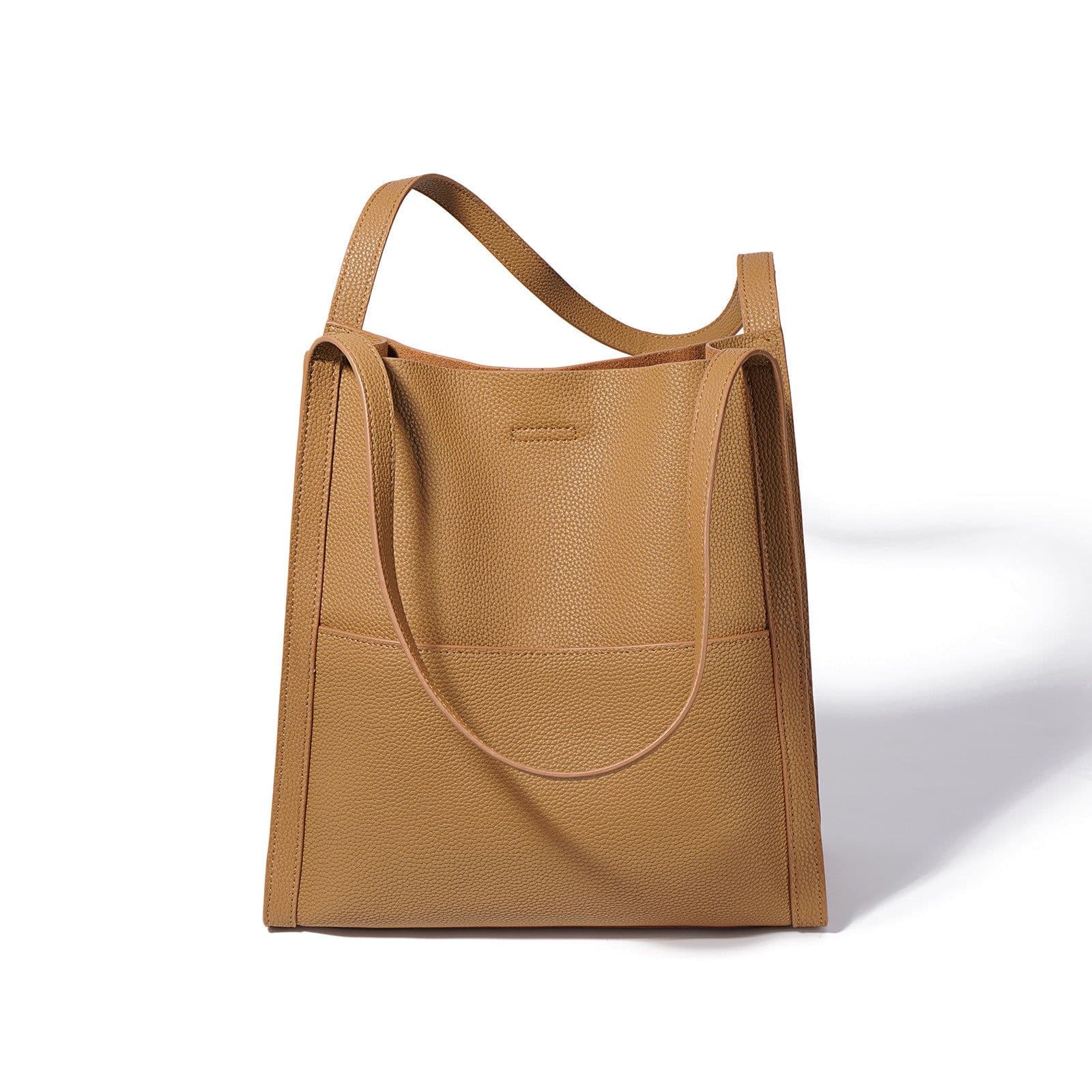 image-Sentong Qin Bucket First Layer Cowhide Tote Women's Large Capacity Shoulder Bag