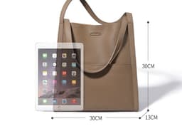 image-Sentong Qin Bucket First Layer Cowhide Tote Women's Large Capacity Shoulder Bag