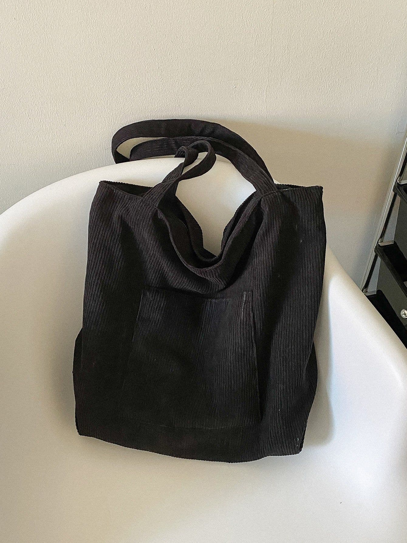 image-Corduroy Cloth Versatile Large Capacity Shoulder Bag Literary Handbag