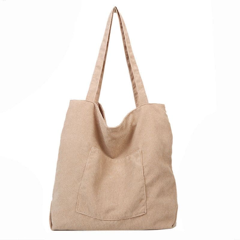 image-Corduroy Cloth Versatile Large Capacity Shoulder Bag Literary Handbag