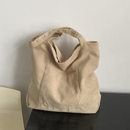 image-Corduroy Cloth Versatile Large Capacity Shoulder Bag Literary Handbag