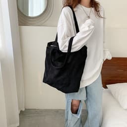 image-Corduroy Cloth Versatile Large Capacity Shoulder Bag Literary Handbag