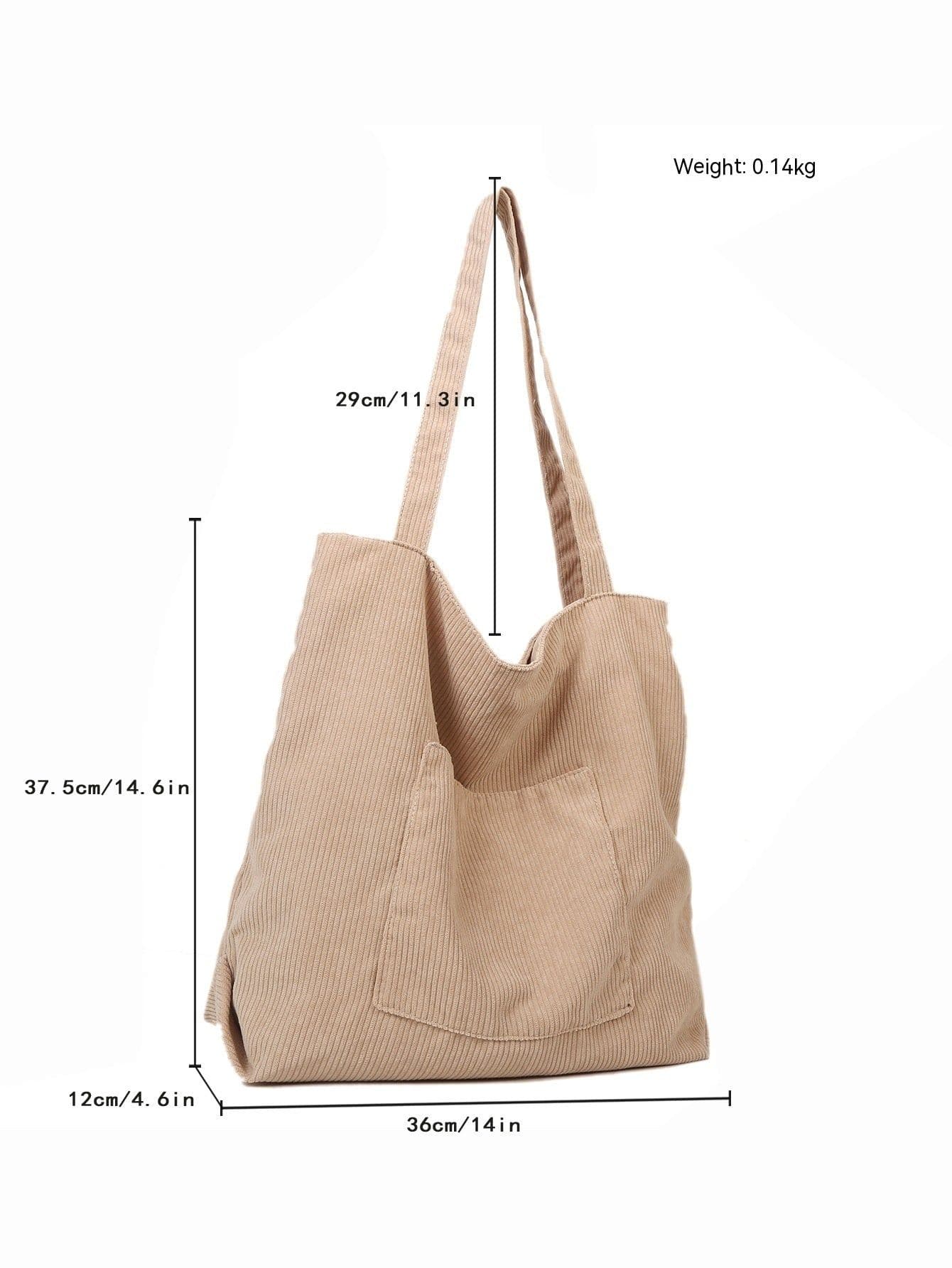 image-Corduroy Cloth Versatile Large Capacity Shoulder Bag Literary Handbag