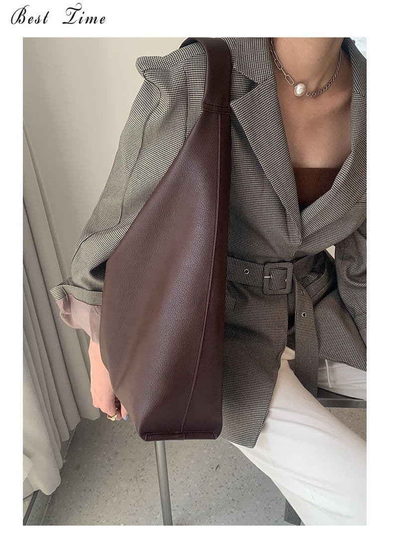 image-Autumn And Winter New Soft Leather High Capacity One Shoulder Tote Bag