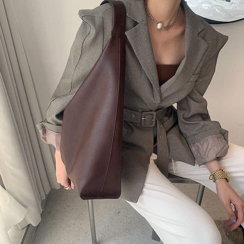 image-Autumn And Winter New Soft Leather High Capacity One Shoulder Tote Bag
