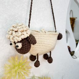 image-Cute Funny Little Sheep Children's Wool Knitting Knitted Messenger Bag