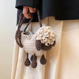 image-Cute Funny Little Sheep Children's Wool Knitting Knitted Messenger Bag