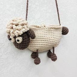 image-Cute Funny Little Sheep Children's Wool Knitting Knitted Messenger Bag