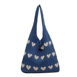 image-Fashion Large Capacity Heart-shaped Knitted Woven Shoulder Bag