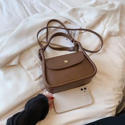 image-Retro Crossbody Contrast Color Saddle Shoulder Small Square Bag