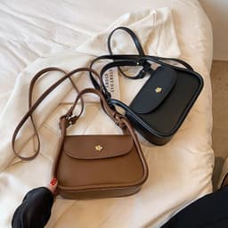 image-Retro Crossbody Contrast Color Saddle Shoulder Small Square Bag