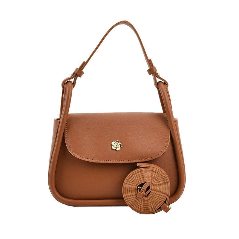 image-Retro Crossbody Contrast Color Saddle Shoulder Small Square Bag