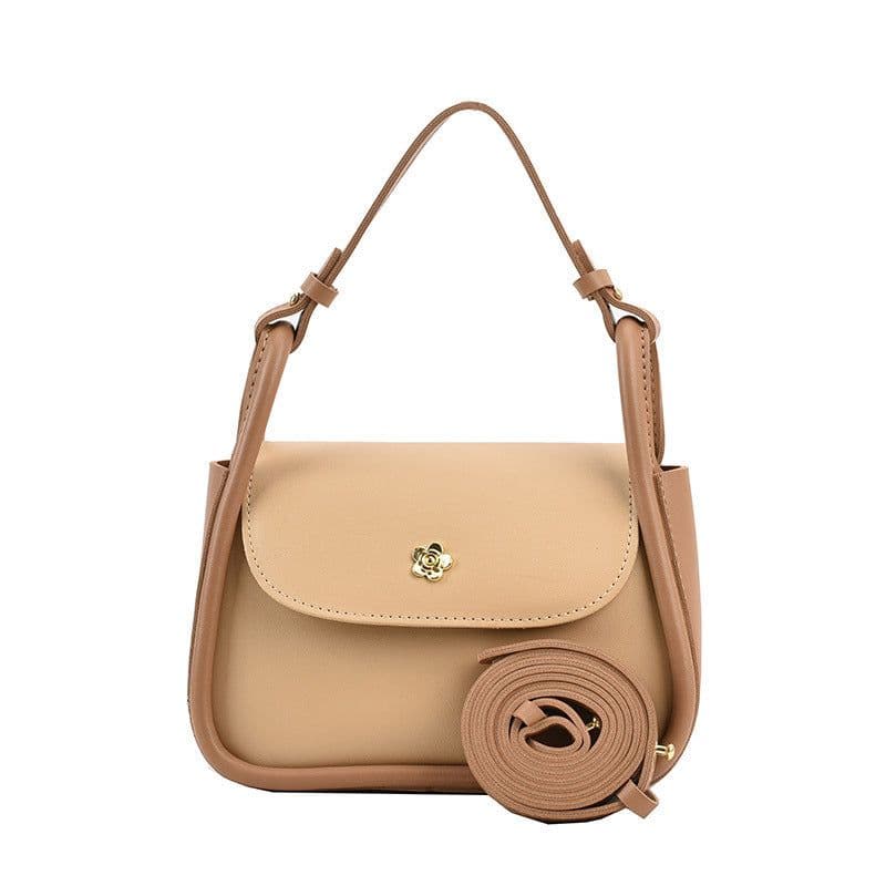 image-Retro Crossbody Contrast Color Saddle Shoulder Small Square Bag