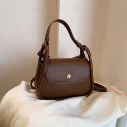 image-Retro Crossbody Contrast Color Saddle Shoulder Small Square Bag