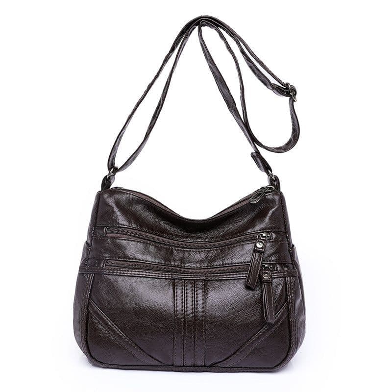 image-Women's Fashion Soft Leather Large Capacity Shoulder Bag