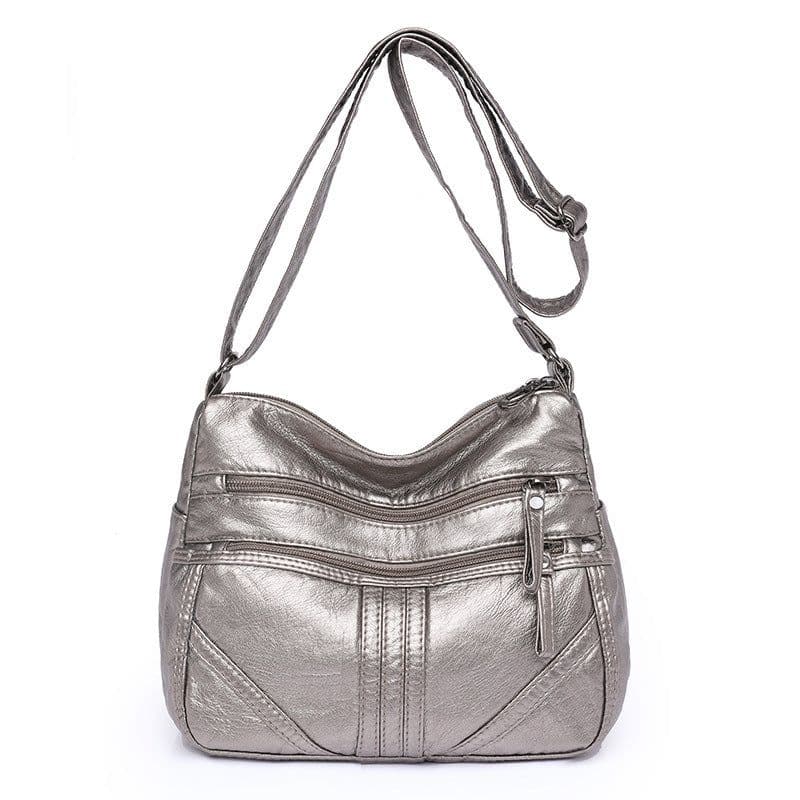 image-Women's Fashion Soft Leather Large Capacity Shoulder Bag