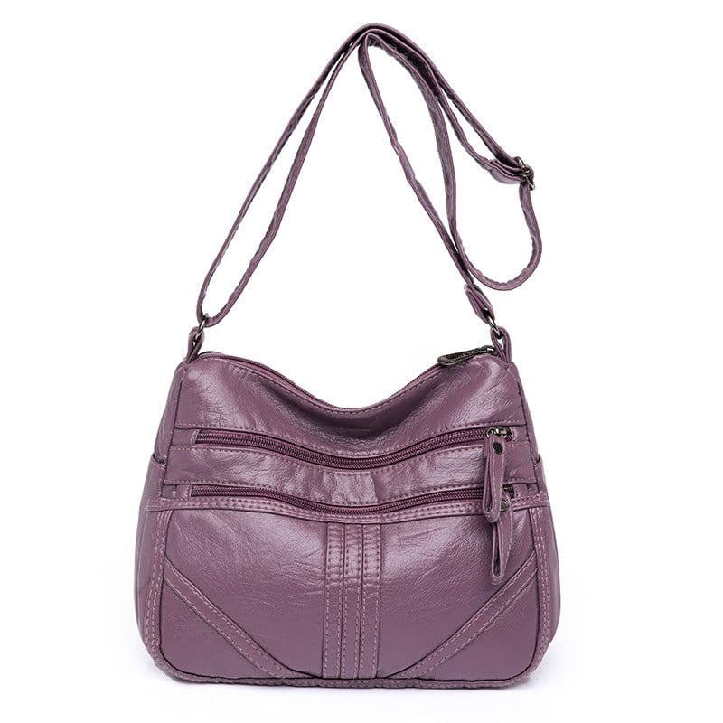 image-Women's Fashion Soft Leather Large Capacity Shoulder Bag
