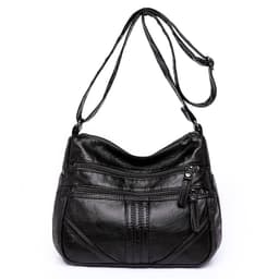 image-Women's Fashion Soft Leather Large Capacity Shoulder Bag