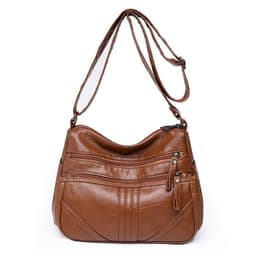 image-Women's Fashion Soft Leather Large Capacity Shoulder Bag