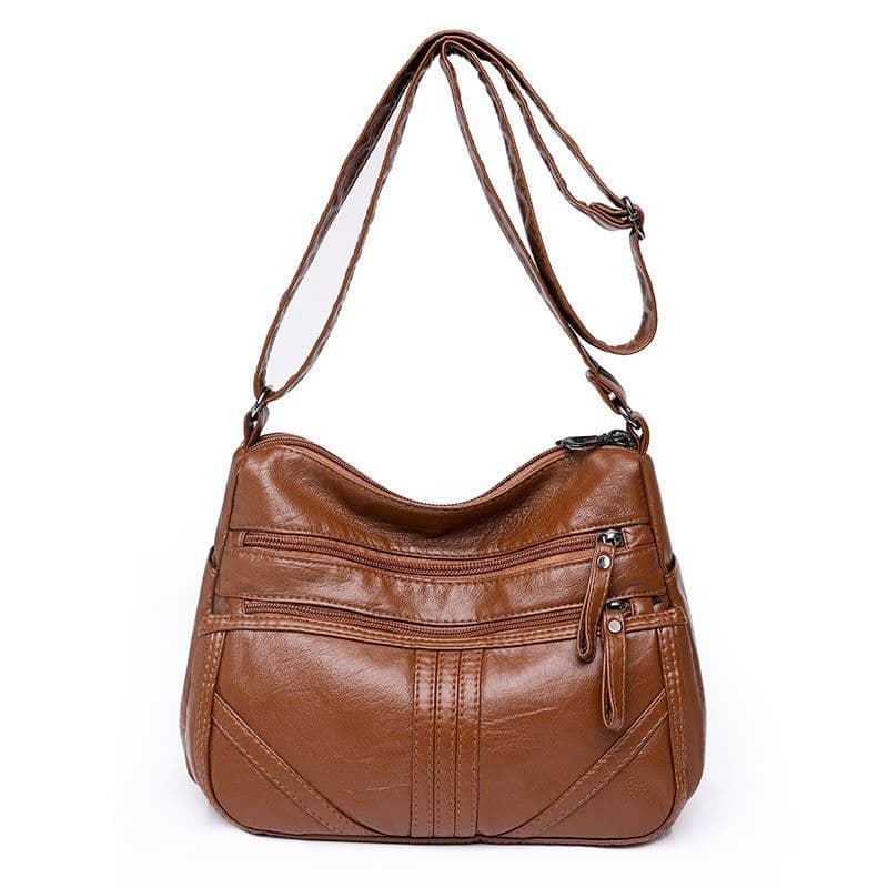image-Women's Fashion Soft Leather Large Capacity Shoulder Bag