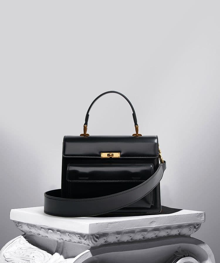 image-Textured Patent Leather Glossy Portable Fashion New Women Bag