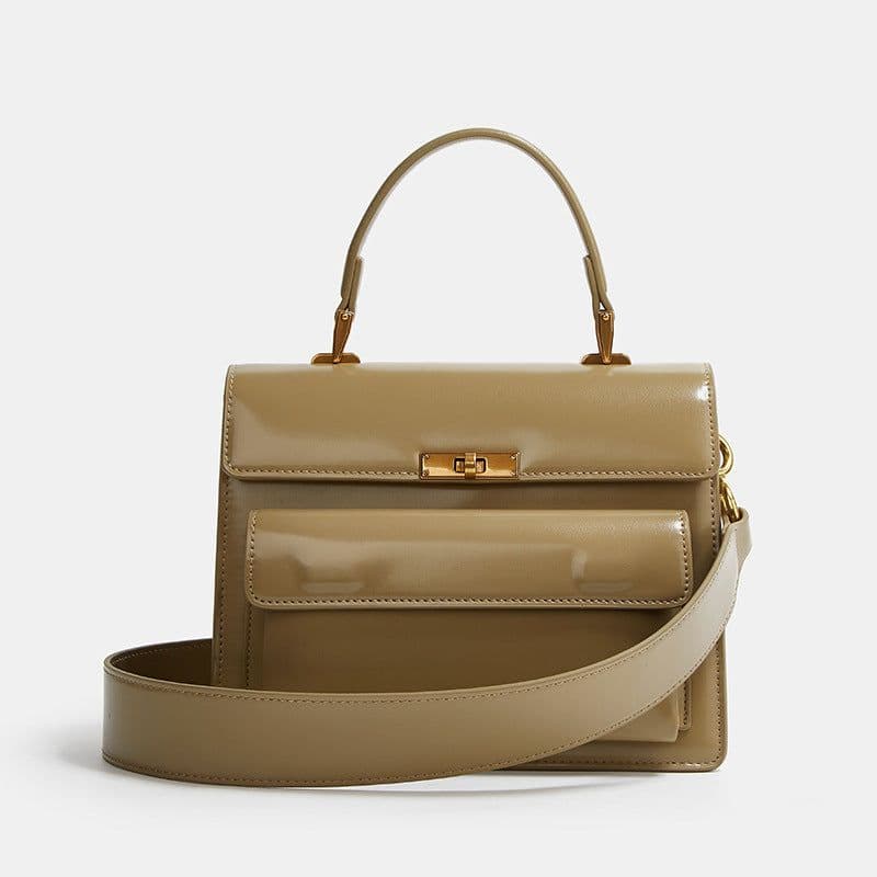 image-Textured Patent Leather Glossy Portable Fashion New Women Bag