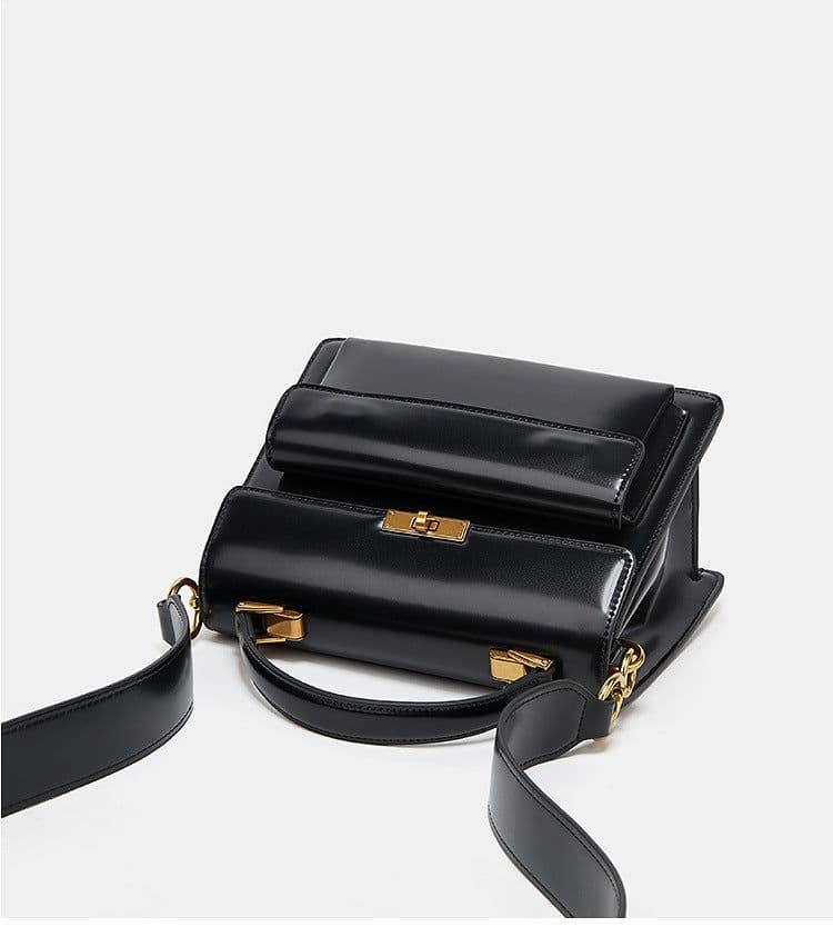 image-Textured Patent Leather Glossy Portable Fashion New Women Bag
