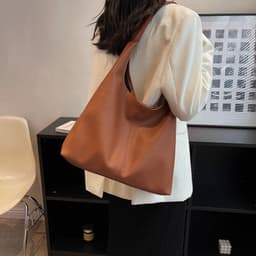 image-Women's Soft Leather Underarm Son Mother Shoulder Bag