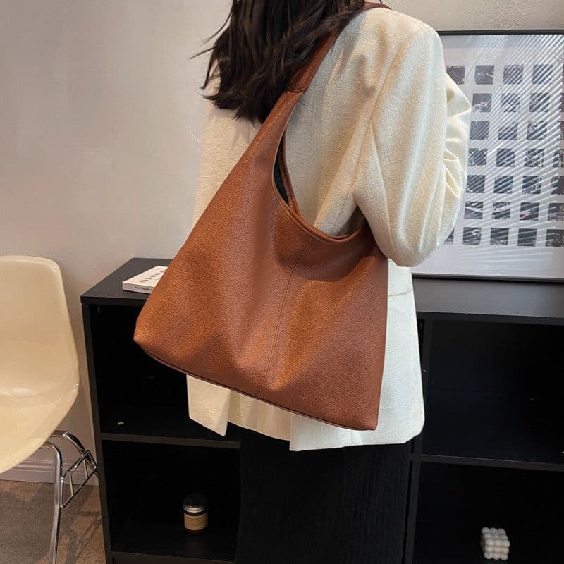 image-Women's Soft Leather Underarm Son Mother Shoulder Bag