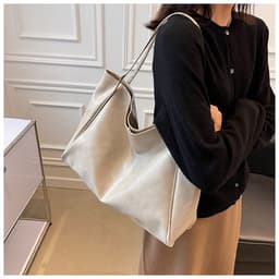 image-Glossy Large Capacity Commuter Retro Fashion Tote Bag