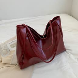 image-Glossy Large Capacity Commuter Retro Fashion Tote Bag