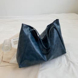 image-Glossy Large Capacity Commuter Retro Fashion Tote Bag