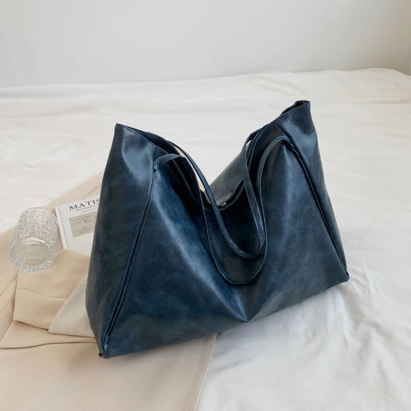 image-Glossy Large Capacity Commuter Retro Fashion Tote Bag