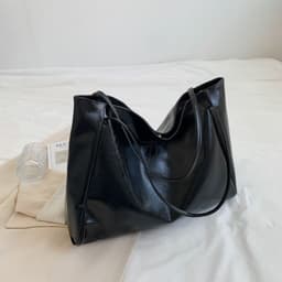 image-Glossy Large Capacity Commuter Retro Fashion Tote Bag