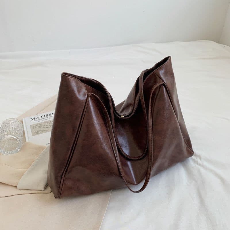image-Glossy Large Capacity Commuter Retro Fashion Tote Bag