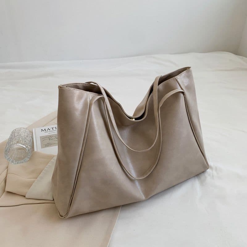 image-Glossy Large Capacity Commuter Retro Fashion Tote Bag