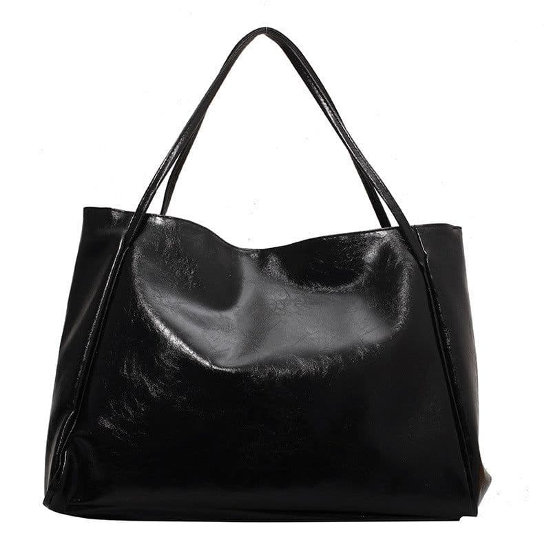 image-Glossy Large Capacity Commuter Retro Fashion Tote Bag