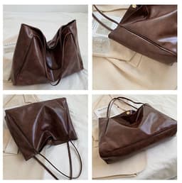 image-Glossy Large Capacity Commuter Retro Fashion Tote Bag