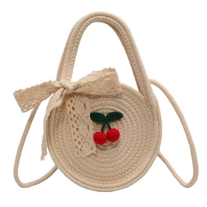 image-Cotton String Small Round Trendy All-match Seaside Beach Weaving Shoulder Messenger Bag