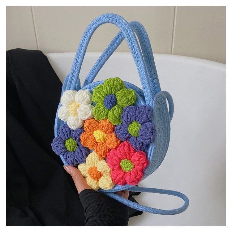 image-Cotton String Small Round Trendy All-match Seaside Beach Weaving Shoulder Messenger Bag
