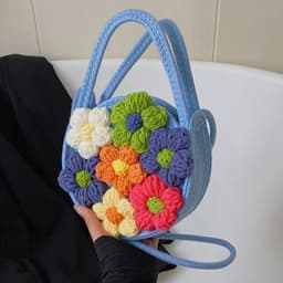 image-Cotton String Small Round Trendy All-match Seaside Beach Weaving Shoulder Messenger Bag